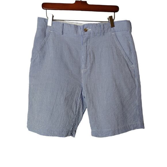 Alan Flusser Men's Sz 34 Blue Gingham Flat Front Shorts Golf Spring Easter - Picture 1 of 4